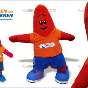 Mascotte rode zeester. Lachende ster mascotte - Redbrokoly.com